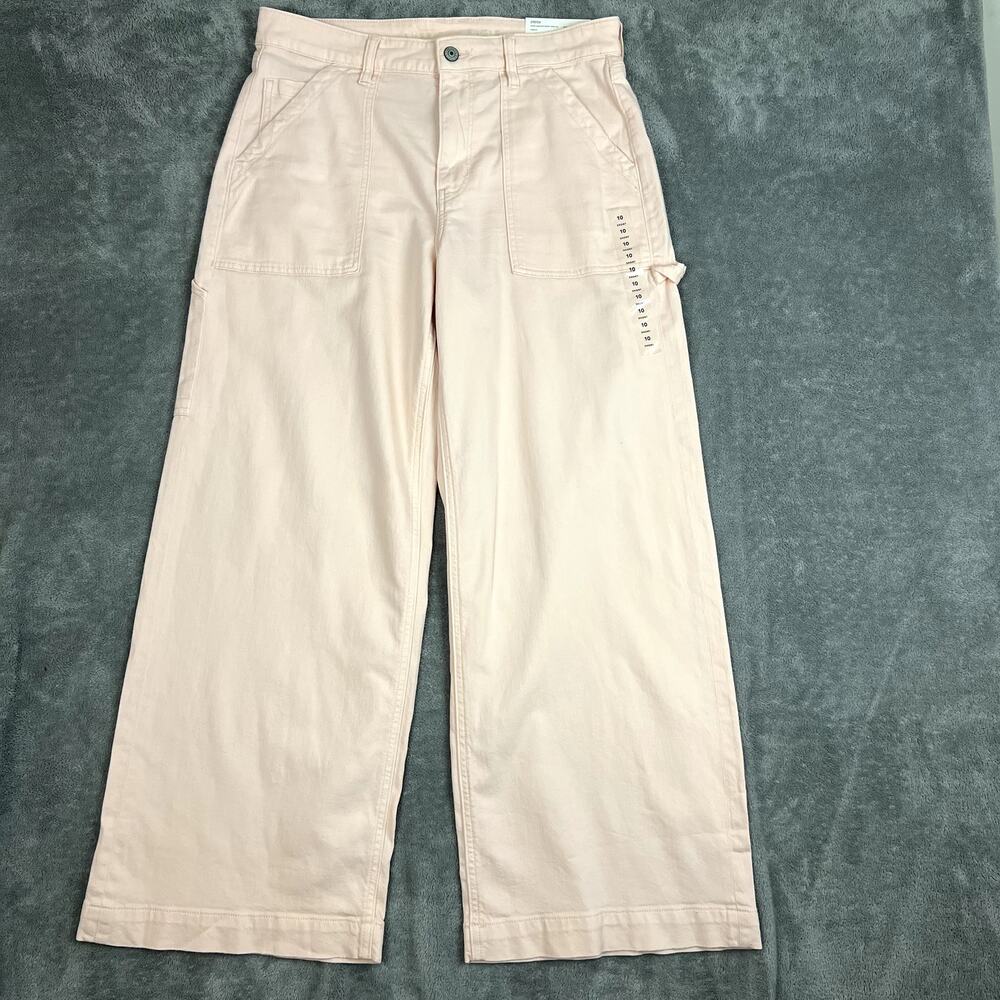 American Eagle Super High Rise Baggy Wide Leg Pants Womens 10 Short Pink NWT